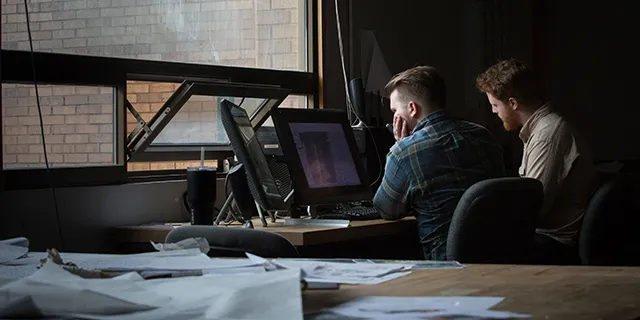Master's of aerospace engineering studenta working on aircraft systems