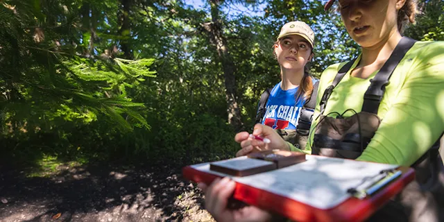 University of Kansas geology degree students conducting research in the field