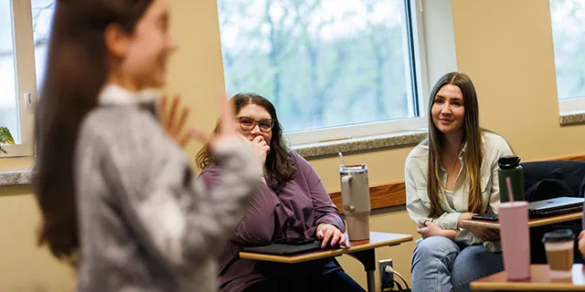 University of Kansas human biology degree students in a human anatomy lecture class