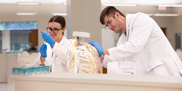Master of pharmacology students in KU testing drug effects on cellular models in a pharmacology lab