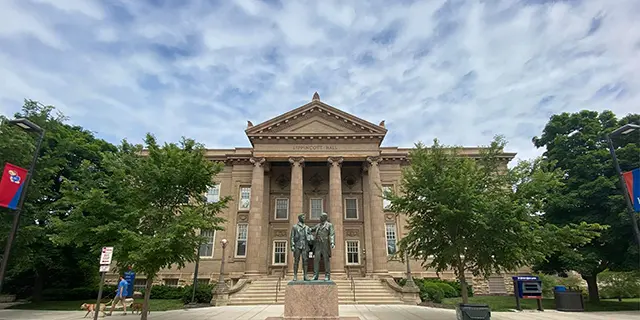 Master of political science students debate political theories in Lippincott Hall