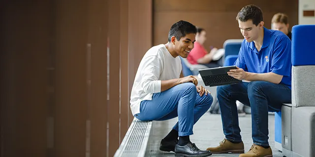Professional studies degree students reviewing social media content