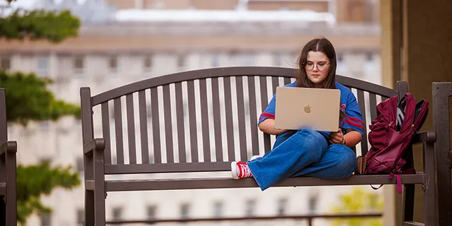 Religious studies degree student studying religious traditions on KU's campus