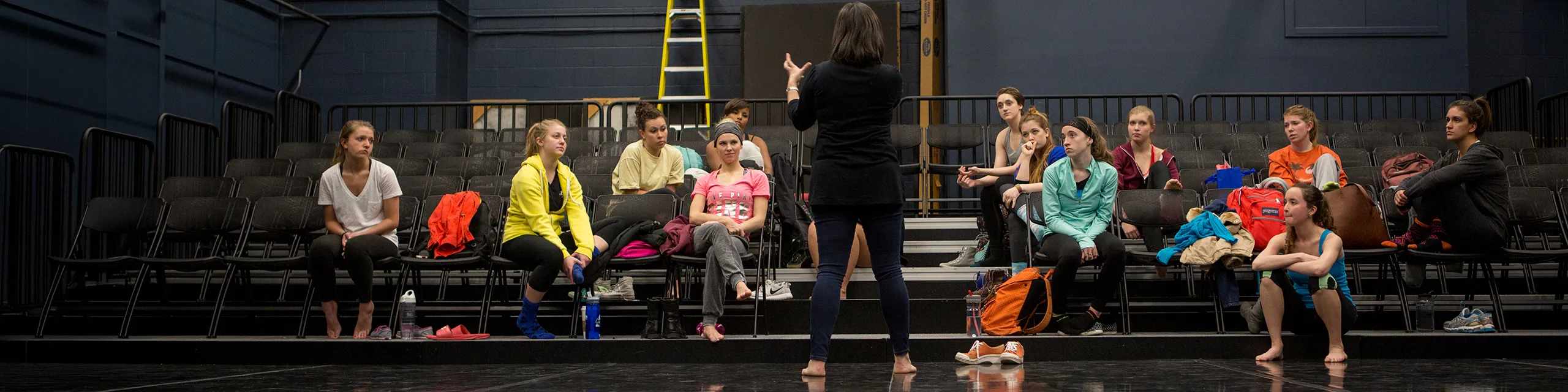 University of Kansas theatre and voice degree students performing in theatre and voice rehearsal studio